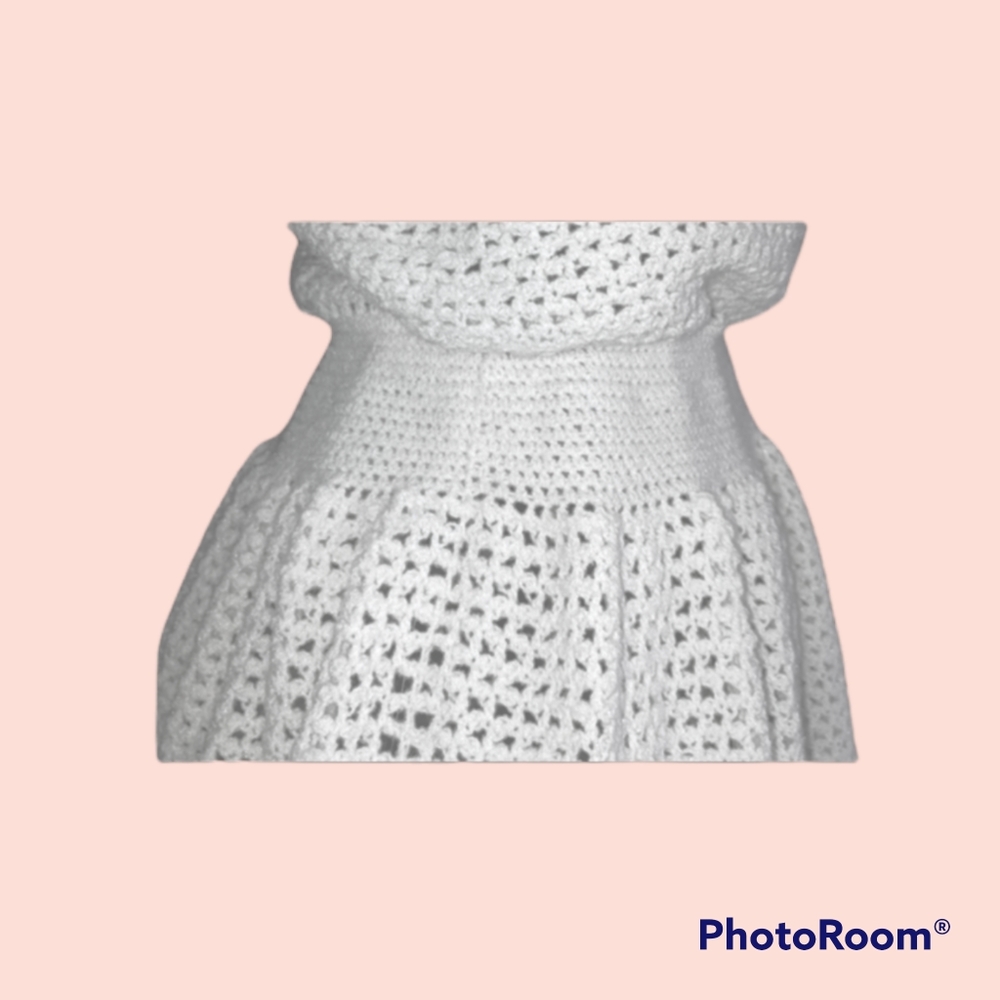 Handmade A-Line Prairie Wedding Gown Crochet Eyelet Lacey Fitted Bodice - Picture 4 of 12